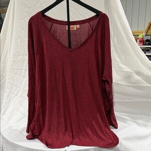 EVRI Deep Red V-Neck Tunic